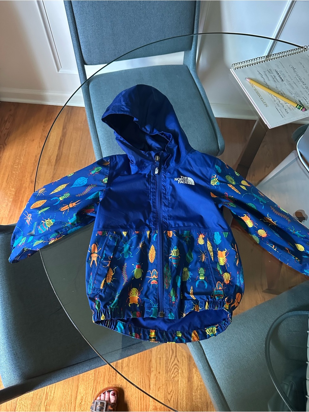 The North Face Kids' Royal Blue Hooded Rain Jacket with Bug Print
